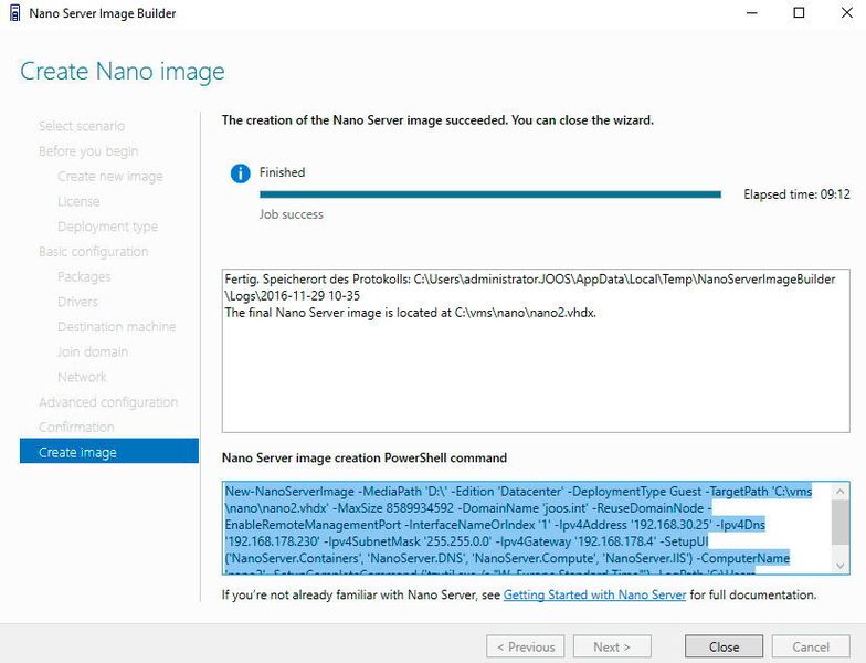 Auch in der PowerShell lassen sich Nano-Images erzeugen. Die Vorgehensweise ist im Nano Server Image Builder zu sehen. (Joss / Microsoft)