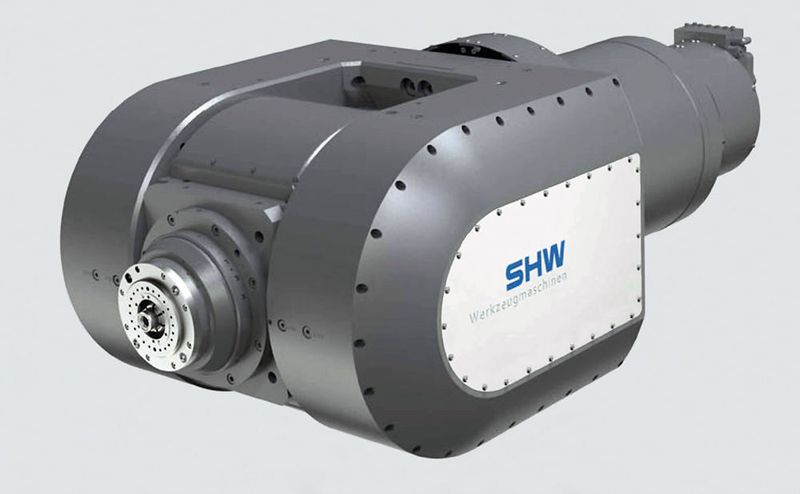 A high frequency spindle option introduced by SHW Werkzeugmaschinen for fork-milling heads can be used on the company's large capacity machining centres sold in the UK and Ireland by Geo Kingsbury. (Source: Geo Kingsbury)