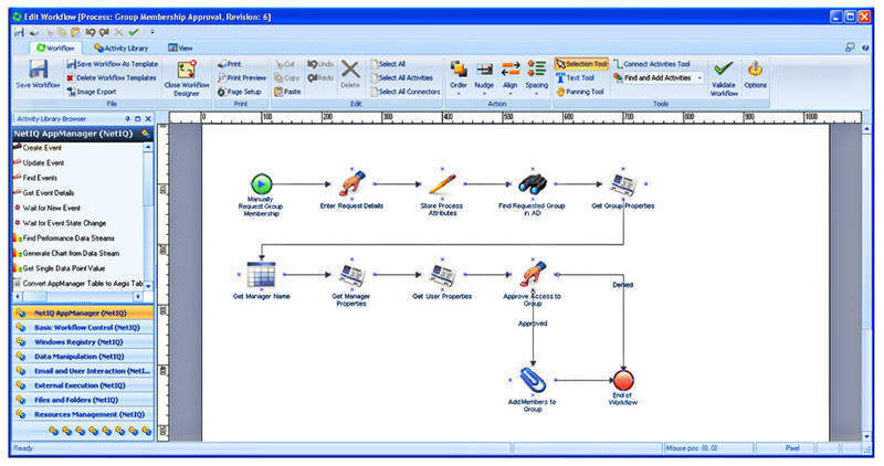 Über den Workflow Designer in NetIQ Aegis lassen sich schnell und einfach Automatisierungs-Prozesse erstellen. (Archiv: Vogel Business Media)
