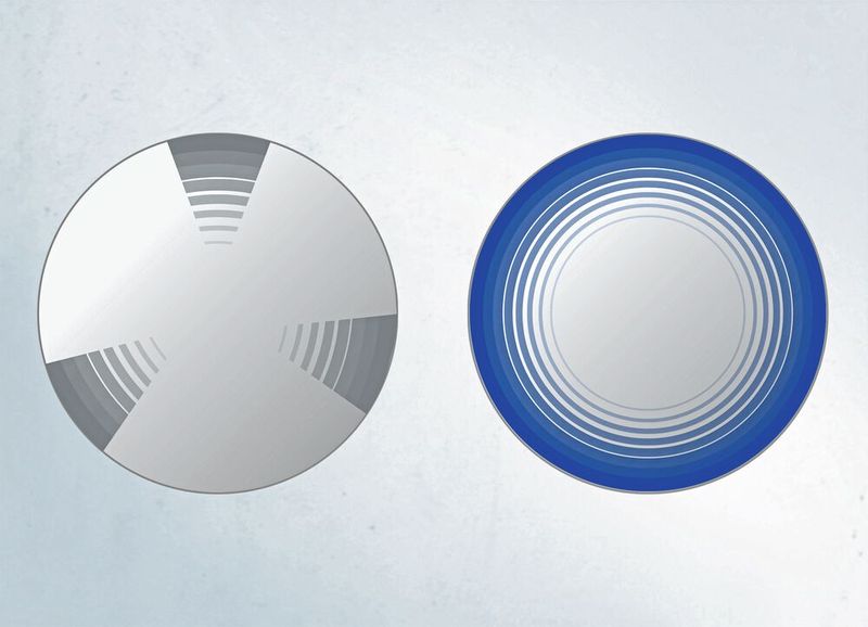 Bei herkömmlichen Lösungen (links) erfolgt die Krafteinleitung an einzelnen Punkten. Sie sind damit nicht effizient, ungenau und weniger sicher. Das Spieth-Prinzip (rechts) bietet rundum einen gleichmäßigen Kraftschluss. Es ist laut Hersteller effizient, hochpräzise und sicher. (Bild: Spieth)