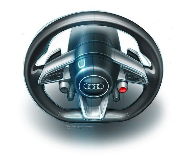 Das Multifunktions-Lenkrad deutet schon jetzt an, wie ein Audi künftig die Kurve kriegt. (Foto: Audi)