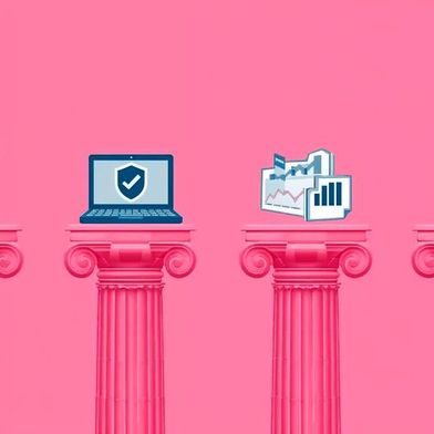 Check Point hat eine Vier-Säulen-Strategie vorgestellt mit den Schwerpunkten Hybrid Mesh Network Security, Workspace Security, Exposure Management und KI-Sicherheit.  (Bild: Canva / KI-generiert)