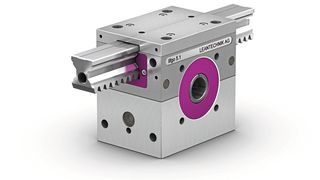 Die Zahnstangengetriebe der Baugröße Lifgo 5.1 sind mit ihrer Hubkraft von 3.800 N und ihrem Drehmoment von 76 Nm  für die komplexen Bewegungen der Kerzenzuführeinheit geeignet. (Bild: Leantechnik)