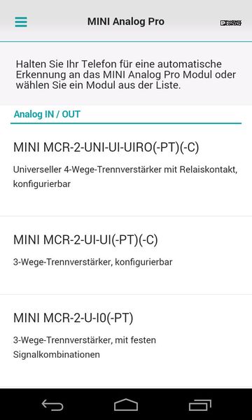 Mit der Mini Analog Pro App kann der Anwender per Smartphone mit Phoenix Trennverstärkern kommunizieren. (Phoenix)