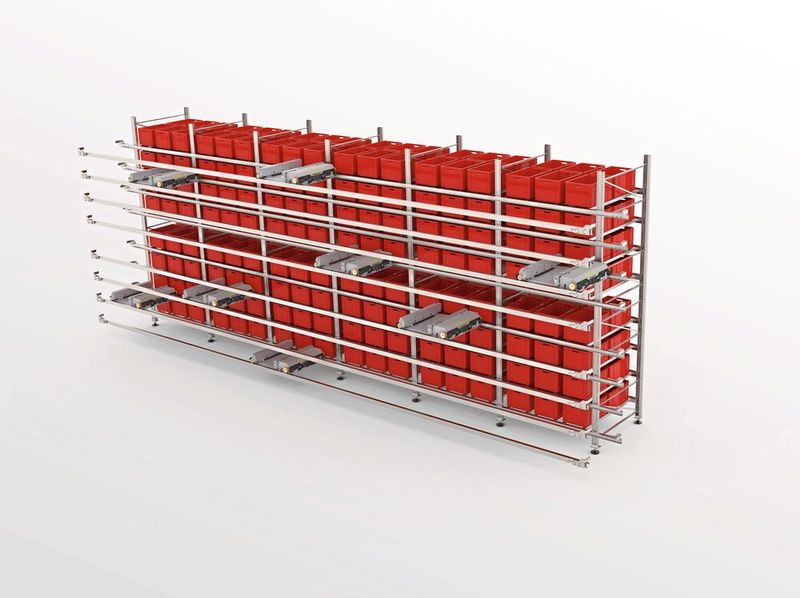 Das Gebhardt-Storebiter-OLS ist ein sehr leistungsfähiges Shuttlesystem. Durch verschiedene Lastaufnahmemittel (LAM) ist es in puncto ein- oder mehrfachtiefe Lagerung von Behältern, Tablaren und Kartons verschiedenster Größen sehr flexibel konfigurierbar. (Bild: Gebhardt)