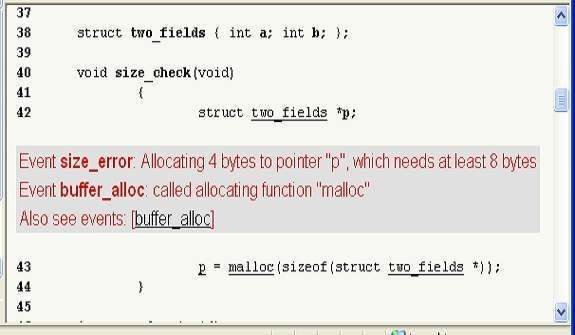 Bild 1: Codedefekt, angezeigt von einem statischen Analysetool. Der statische Analysator meldet, dass ein Puffer zu klein ist. (SLX/David Kalinsky)