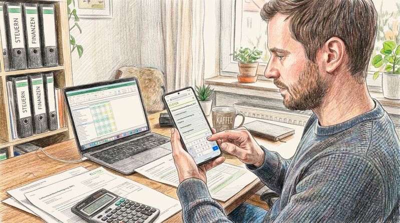 Die Steuererklärung soll künftig innerhalb weniger Minuten per App abgegeben werden können.(Bild:  Gemini / KI-generiert)