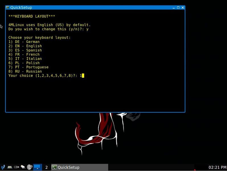 Anpassen von 4MLinux nach dem Start. (Joos/4MLinux (Screenshot))