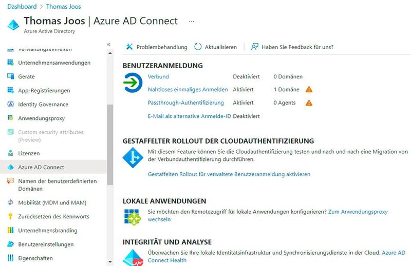 Der Azure AD-Anwendungsproxy unterstützt auch SSO-Szenarien, zusammen mit Azure AD Connect. (Bild: Joos)