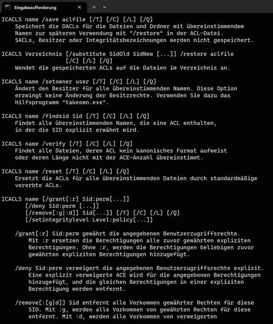 Berechtigungen in der Befehlszeile steuern.(Bild:  Joos - Microsoft)