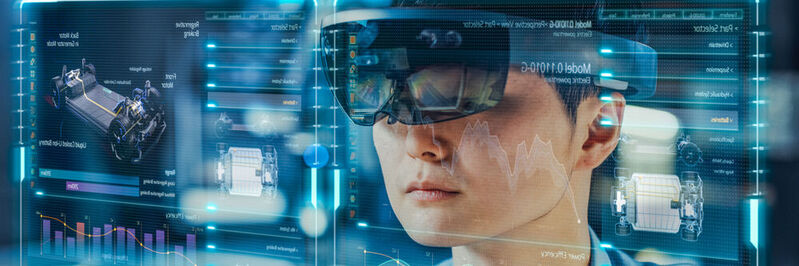 Augmented Reality: Virtuell im Raum dargestellte Informationen direkt am Objekt. 