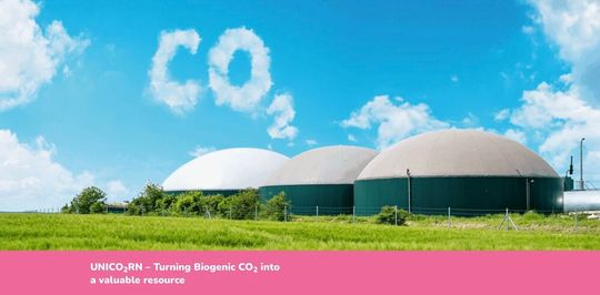Das Projekt UNICO2RN verwandelt biogenes CO2, das beispielsweise in Biogasanlagen entsteht, in eine wertvolle Produkte für die Lebens- und Futtermittelproduktion und Kunststoffindustrie.(Bild:  nova-Institut)