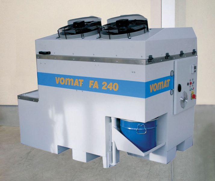 Neben der manuellen Sackentsorgung bietet Vomat den neu entwickelten Sedimentator mit vollautomatischer Wertstoffaufbereitung für die Feinstfiltration an. (Bild Vomat) (Archiv: Vogel Business Media)