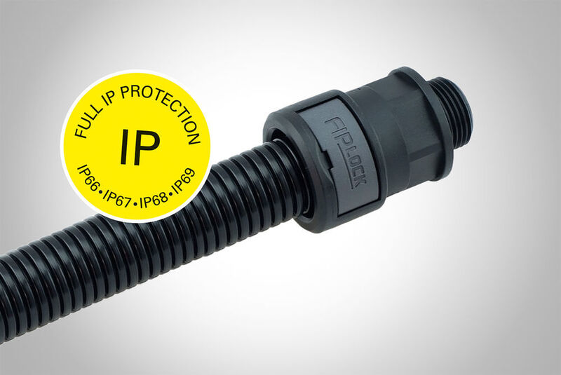 Die bereits vormontierte Verschraubung Fiplock ONE von Fränkische Industrial Pipes erfülle alle Schutzklassenanforderungen inklusive IP 69. (Fänkische)
