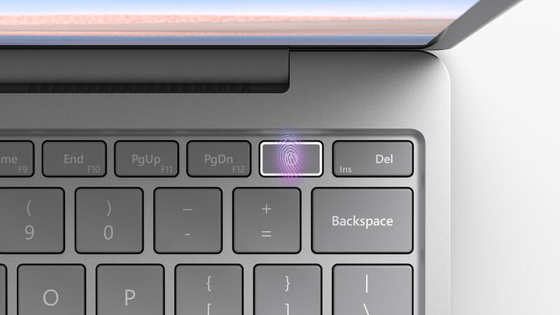 Der Fingerprintreader im Power-Button fehlt in der Basisvariante des Surface Laptop Go mit 4 GB RAM und 64 GB eMMC-Flash. (Microsoft)