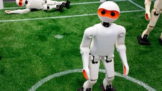 Die Roboter basieren auf der Igus Humanoid Open Platform, die mit dem Harting-Open-Source-Preis ausgezeichnet wurde. (Team NimbRo)