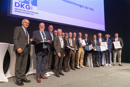 Alle Preisträger der DGK-Ehrungen und -Auszeichnungen, der DKG-Promotionspreise sowie alle LaudatorInnen.(Bild:  DKG / Stefan Wüsten)