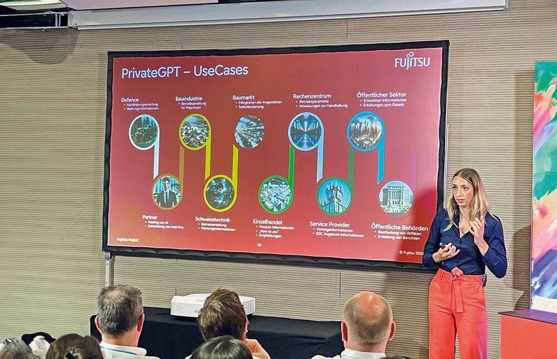 Fujitsus Private GPT, hier vorgestellt von Alexandra Ulricht, Strategic Lead & Evangelist for AI, arbeitet mit vortrainierten Modellen für verschiedene Branchen oder vertikale Einsatzbereiche. (Bild: Vogel IT-Medien)
