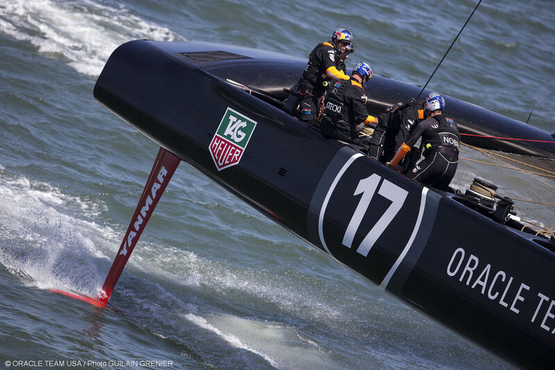 Ab einem gewissen Tempo gleiten die Boote aus schmalen Finnen, genannt Hydrofoils, über das Wasser. (ACEA)
