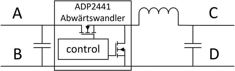 Bild 2: Aufbau eines Schaltreglers. Als Beispiel wurde ein Abwärtswandler gewählt. (Analog Devices)