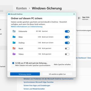 Konfigurieren der Ordner-Synchronisierung in Windows 11.(Bild:  Joos – Microsoft)