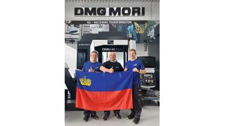 Das Team Liechtenstein beim «WorldSkills» Training in Stockerau (v. l. n. r.): Claudio Nigg (Team Liechtenstein), Josef Mayrhuber (DMG Mori Austria) und Tobias Büchel (Team Liechtenstein). (Bild: DMG Mori)