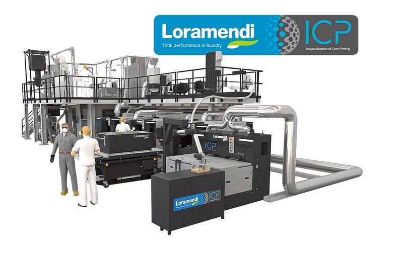 Die ICP-Anlage ermöglicht eine automatische Großserienproduktion von Sandkernen für das Gießen von Zylinderköpfen für Hochleistungsmotoren. (Bild: Loramendi)