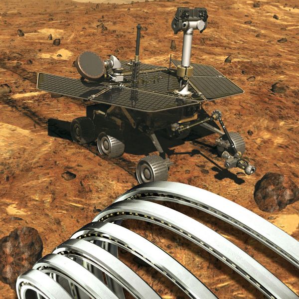 Bild 4: Bei außergewöhnlichen Betriebs- oder Umgebungsbedingungen werden die Lager applikationsspezifisch modifiziert – so auch für Gelenklagerungen im Roboterarm des Phoenix Mars Lander.  (Bild: Rodriguez)