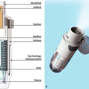 Bild 2: Respimat-Soft-Inhaler zur Dosierung und Zerstäubung von bis zu 15 µl Wirkstofflösung. 