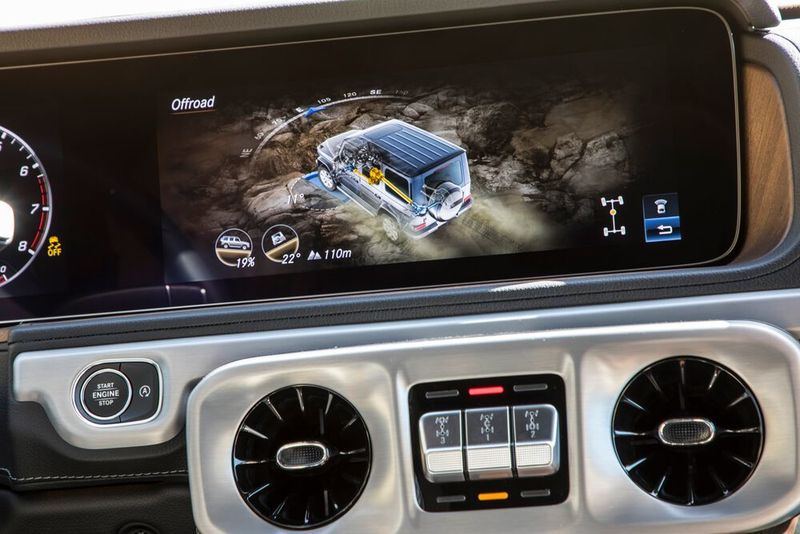 Der „G-Mode“ auf dem neuen Infotainment-Bildschirm. (Mercedes-Benz)