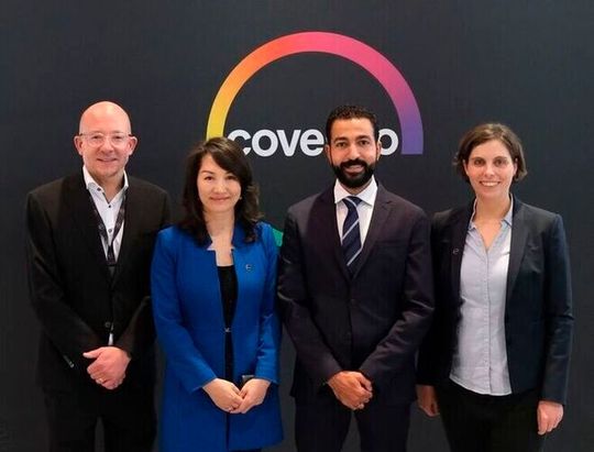 Covestro and Allmed partner for more circular medical products. From left to right: Thomas Hennig (Head of Sales & Market Development Engineering Plastics Healthcare EMEA, Covestro), Lily Wang (Head of the Business Entity Engineering Plastics, Covestro), Ahmed Sorour (CEO Allmed Group), Ulrike Luetzow (Market Development Manager Healthcare EMEA, Covestro).(Source:  Covestro)