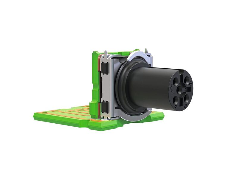 M12-Steckverbinder: Provertha bietet eigenen Angaben zufolge bei abgewinkelten Rundsteckverbindern die derzeit kleinste Einbaufläche von 15,5 mm x 5,5 mm auf der Leiterplatte.  (Bild: Provertha)