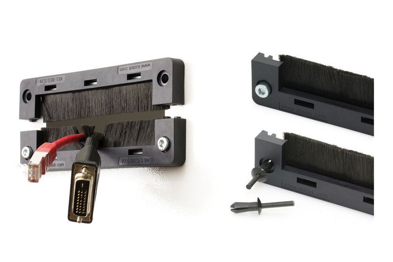 Die Montage der teilbaren Bürstenleisten KEL-BES-S geschieht durch Einrasten oder Verschrauben mit einer Gegenmutter. Sie ist im Lieferumfang enthalten. (Icotek)