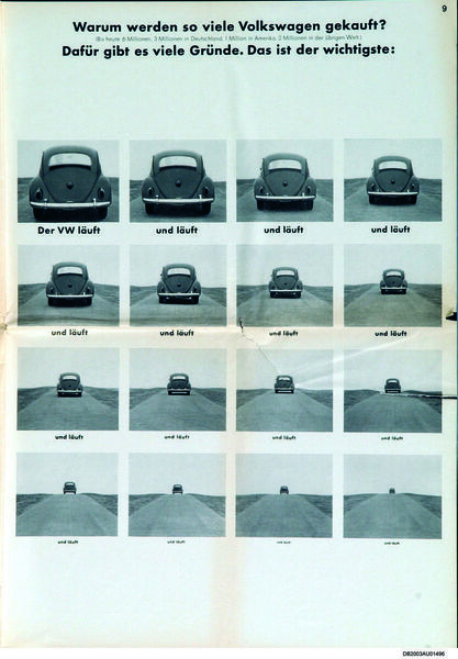 Einen entscheidenden Vorteil des Käfers stellte auch VW in den 60er Jahren in den Vordergrund – etwas Humor wurde dem Leser aber nun schon zugemutet. (VW)