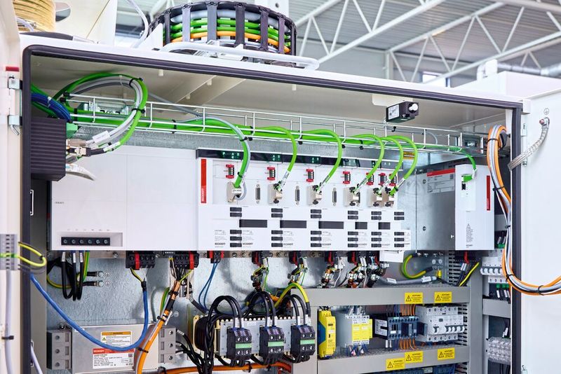Multichs-Servosystem AX8000 zur Ansteuerung der Linear- und Servoachsen der Multigrind Radical sowie die universelle Netzrückspeisung AX8820. (Bild: Beckhoff Automation)