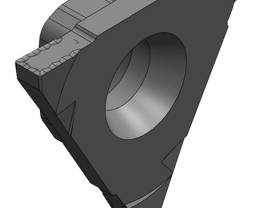 Diese Laser-Geometrie wurde mit einem Kunden entwickelt und war anderthalb Jahre als Sonderwerkzeug im Einsatz. Die Geometrie hat sich derart gut bewährt, dass Simtek sie ins Standardprogramm übernommen hat.(Bild:  SIMTEK Präzisionswerkzeuge GmbH)
