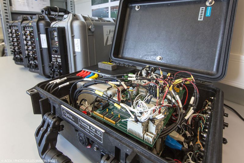 Vollgestopft mit Elektronik: Die Koffer zu Steuerung und Übermittlung der TV-Feeds von den Booten (ACEA)