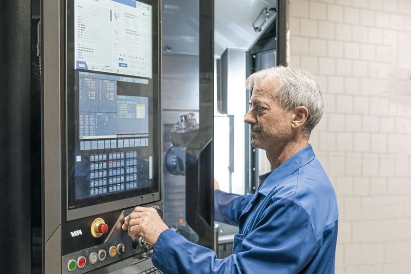 L’écran tactile de grande taille de la commande Fanuc 31i-B5 offre une interface conviviale pour piloter la machine. (Source : Willemin-Macodel SA)
