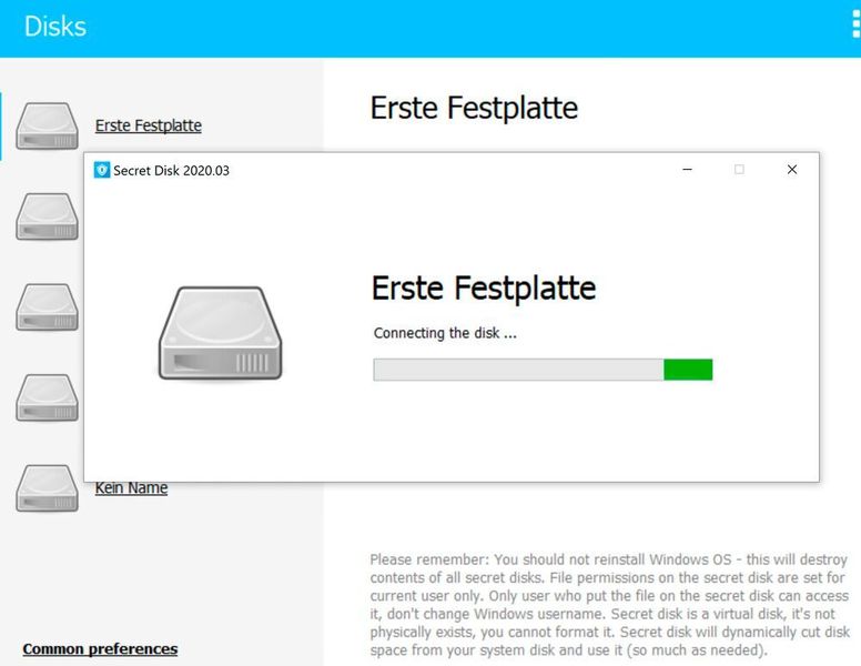 Einbinden eines lokalen Laufwerks in Secret Disk. (Joos/Secret Disk (Screenshot))