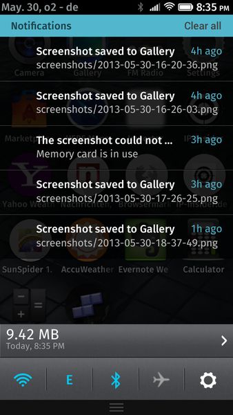 Ein Wisch vom oben nach unten blendet Benachrichtigungen und Shortcuts ein. (Bild: Geeksphone/Srocke)