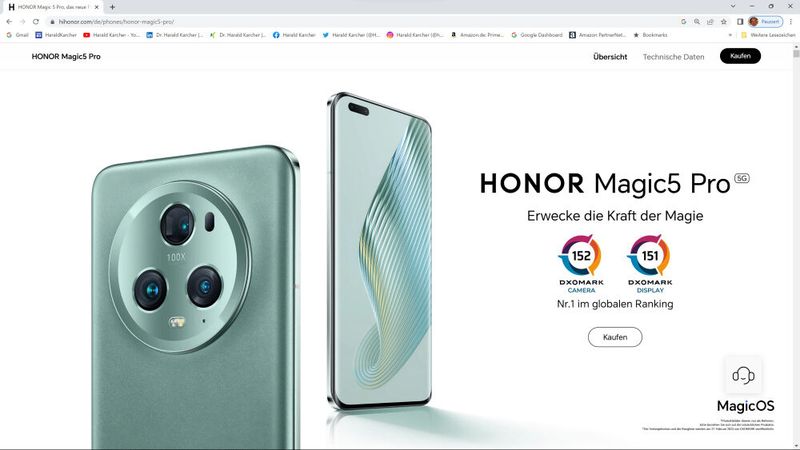 Das HONOR Magic5 Pro verspricht 2x2-Stream-802.11be alias Wi-Fi-7. Für die meisten Käufer dürfte aber die starke Handy-Kamera viel wichtiger sein. (Bild: Honor)