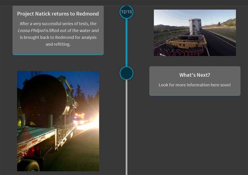 Das vorläufige Ende auf der Natick-Website: Der Rücktransport von Leona Philpot nach Redmond. (Bild: Microsoft)