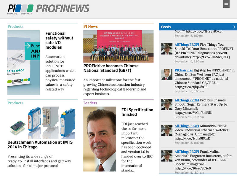 Die Profinews-App bietet umfangreiche Informationen über diverse Bereiche der PI-Technologien, wie aktuelle Projekte, internationale Aktivitäten oder anstehende Events. (Profibus)