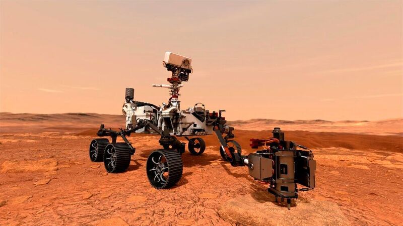 Perseverance wird mindestens ein Mars-Jahr auf dem roten Planeten verbringen, was ungefähr zwei Jahren auf der Erde entspricht. Der Rover soll unter anderem bis zu 30 Bodenproben entnehmen, diese einzeln in Behälter füllen, versiegeln und schließlich sicher deponieren.  (NASA)