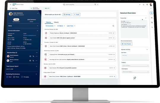 Die SAP Service Cloud soll das Kundenservice-Management durch intelligente Verbindungen während der gesamten Customer Journey erleichtern.(Bild:  SAP)