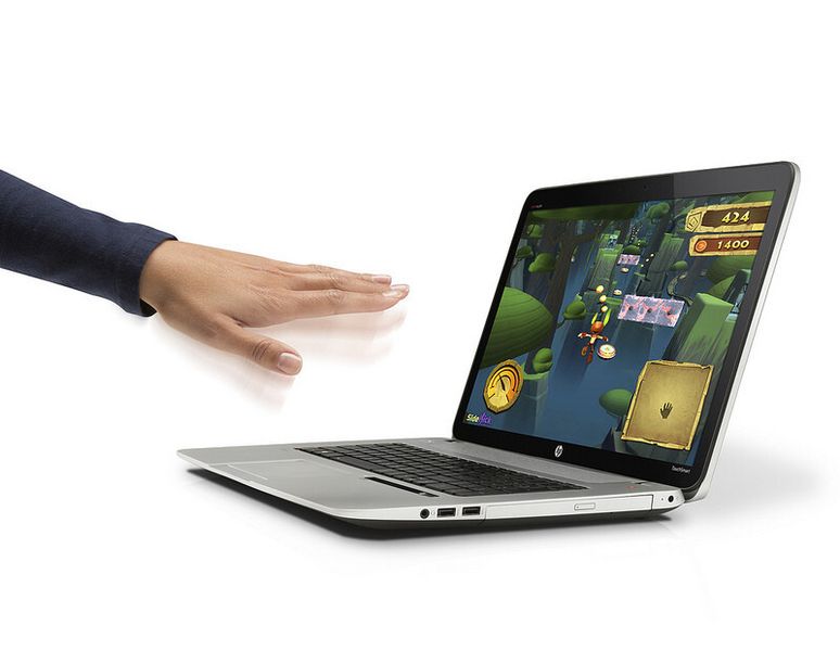 Das Notebook ist mit integrierter Leap Motion Technologie ausgestattet, welche natürliche Hand- und Fingerbewegungen in der Luft wahrnimmt. (Bild: HP)