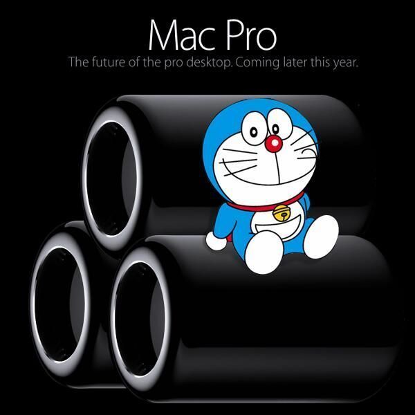 Ebenso kommen Freunde des Anime nicht zu kurz - Doraemon setzt den Mac Pro auf seiner Baustelle ein... (Quelle: twitter.com)