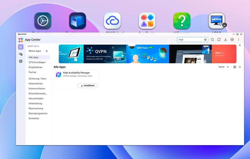 Der High Availability Manager ist die Basis für den Aufbau eines QNAP-Clusters. Das Tool steht kostenlos zur Verfügung.  (Bild: Joos – QNAP)