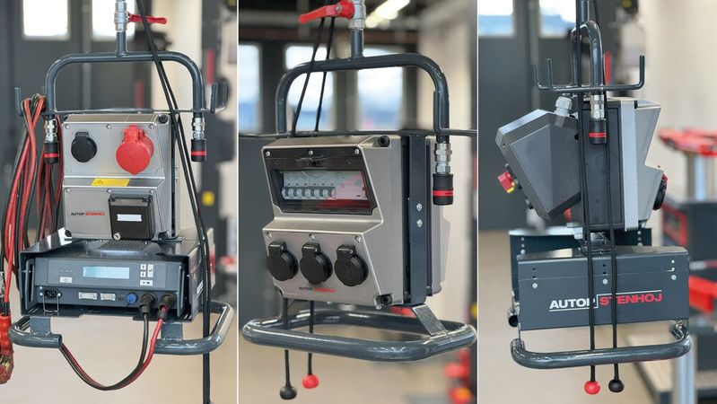 Autopstenhojs neue Energieampel ist in zwei Varianten erhältlich und lässt sich um ein Fach für ein Batterieladegerät erweitern.(Bild:  Autopstenhoj)