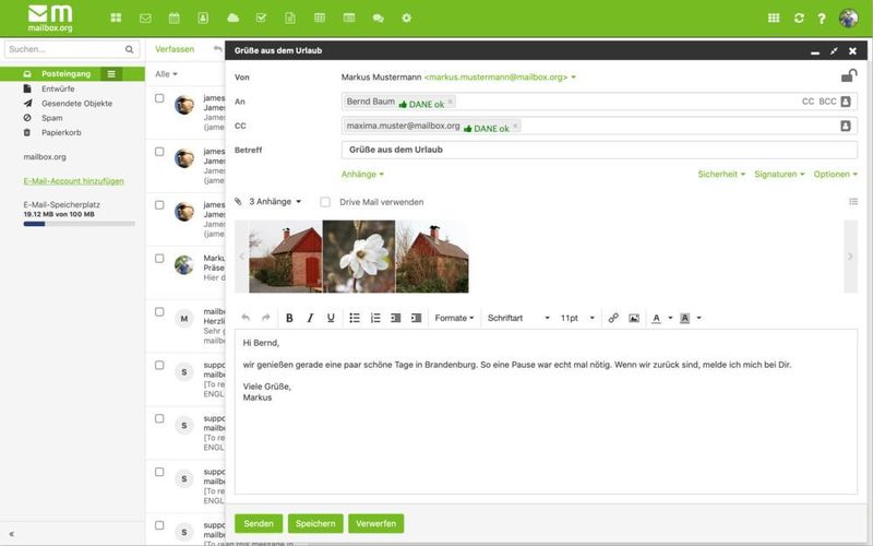 Das eMail-Postfach (mailbox.org)